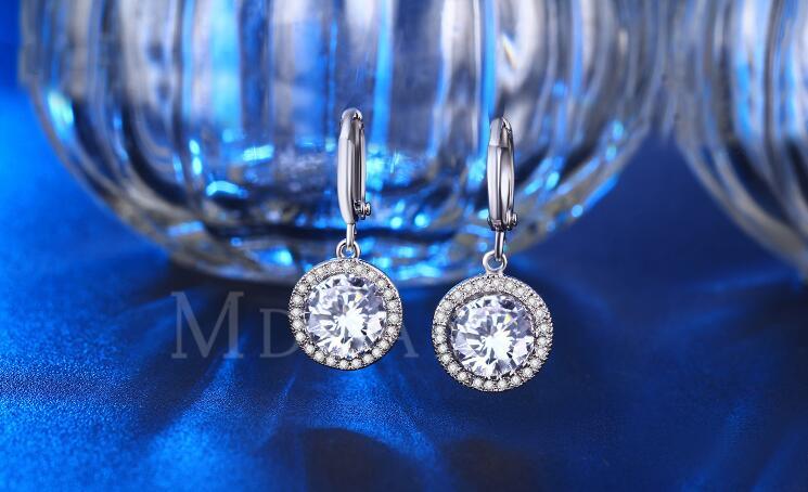 vintage round high quality cz silver color for women creolen anti allergy jewelry