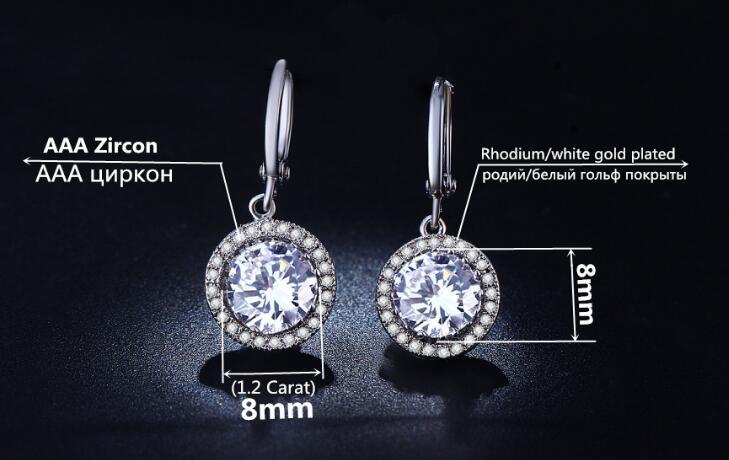 vintage round high quality cz silver color for women creolen anti allergy jewelry